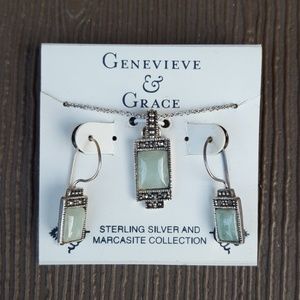 Sterling silver and marcasite earrings/necklace